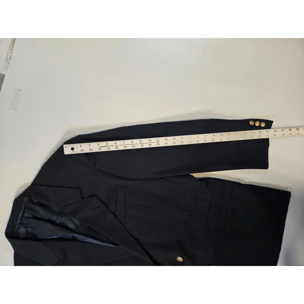 Hickey Freeman Barneys New York‎ Navy Wool Blazer Boardroom Gold Buttons 42R USA